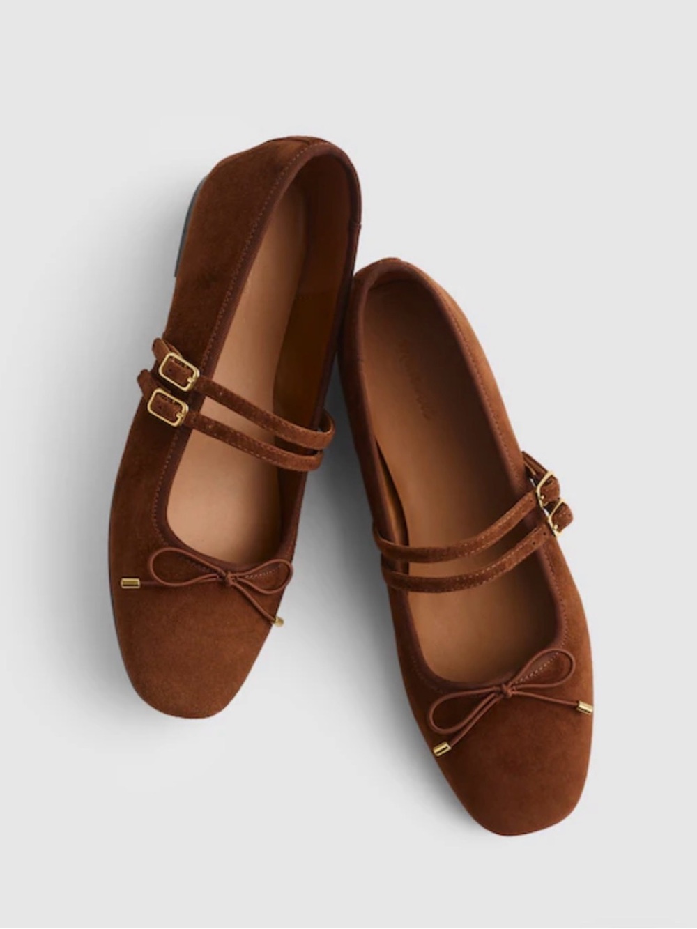 NWT Madewell The Greta Bow Double-Strap Ballet Flat size 11 -  Mahogany Swede